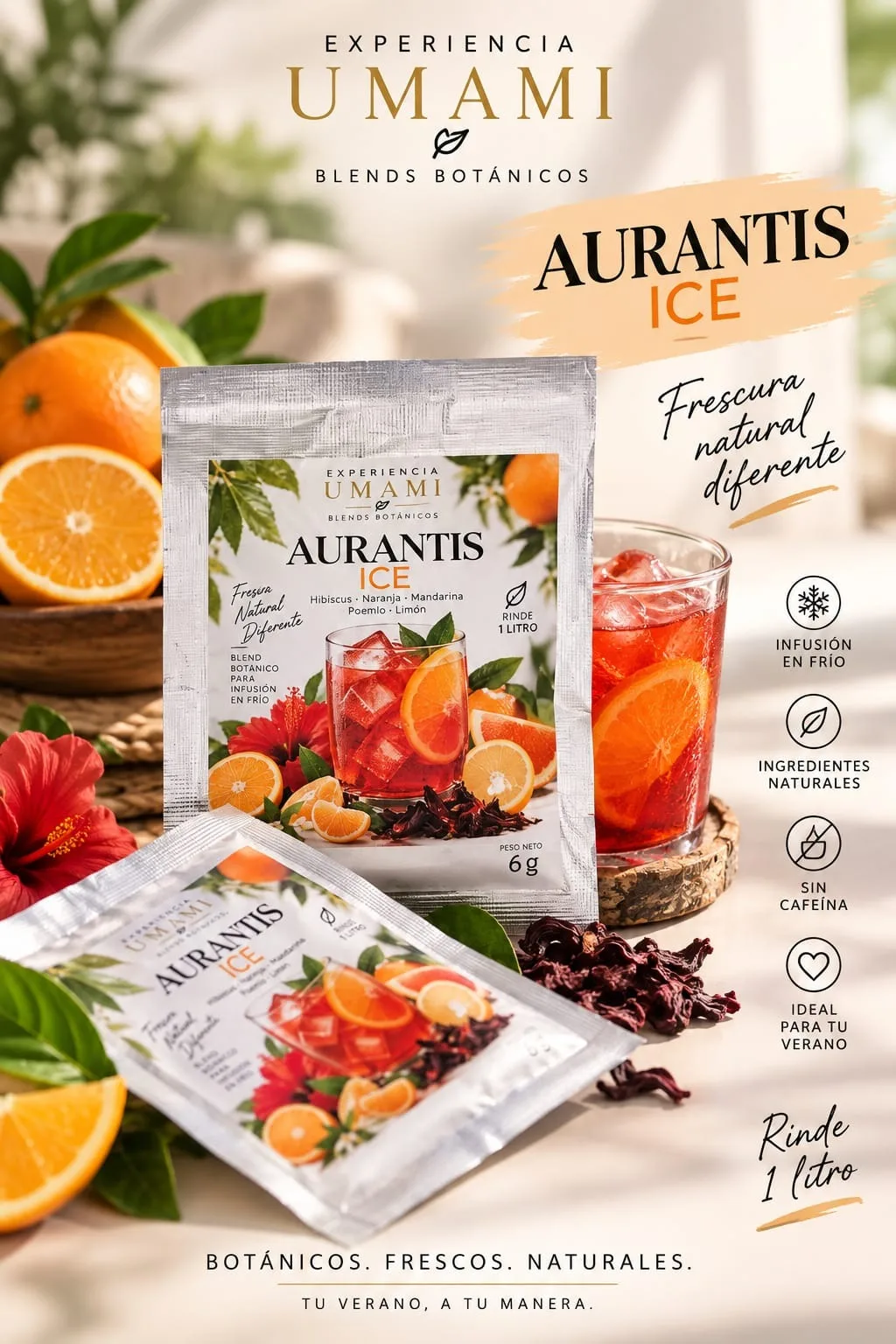 Aurantis · Umami Ice · sobre para 1 litro