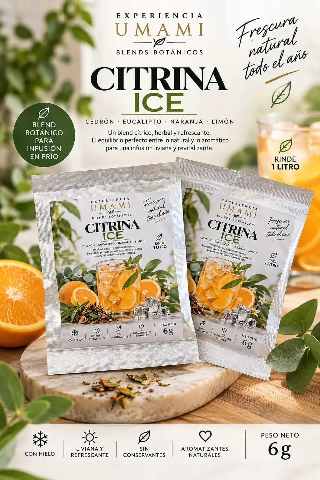 Citrina · Umami Ice · sobre para 1 litro