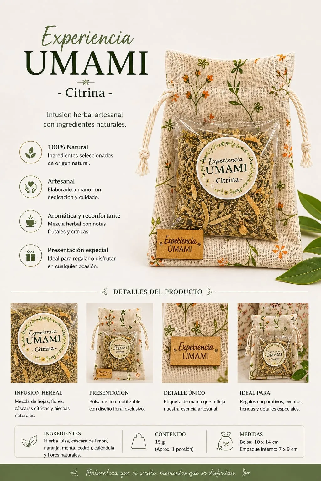 Citrina · Jardín Umami · bolsita de lino 25 g (detalle)