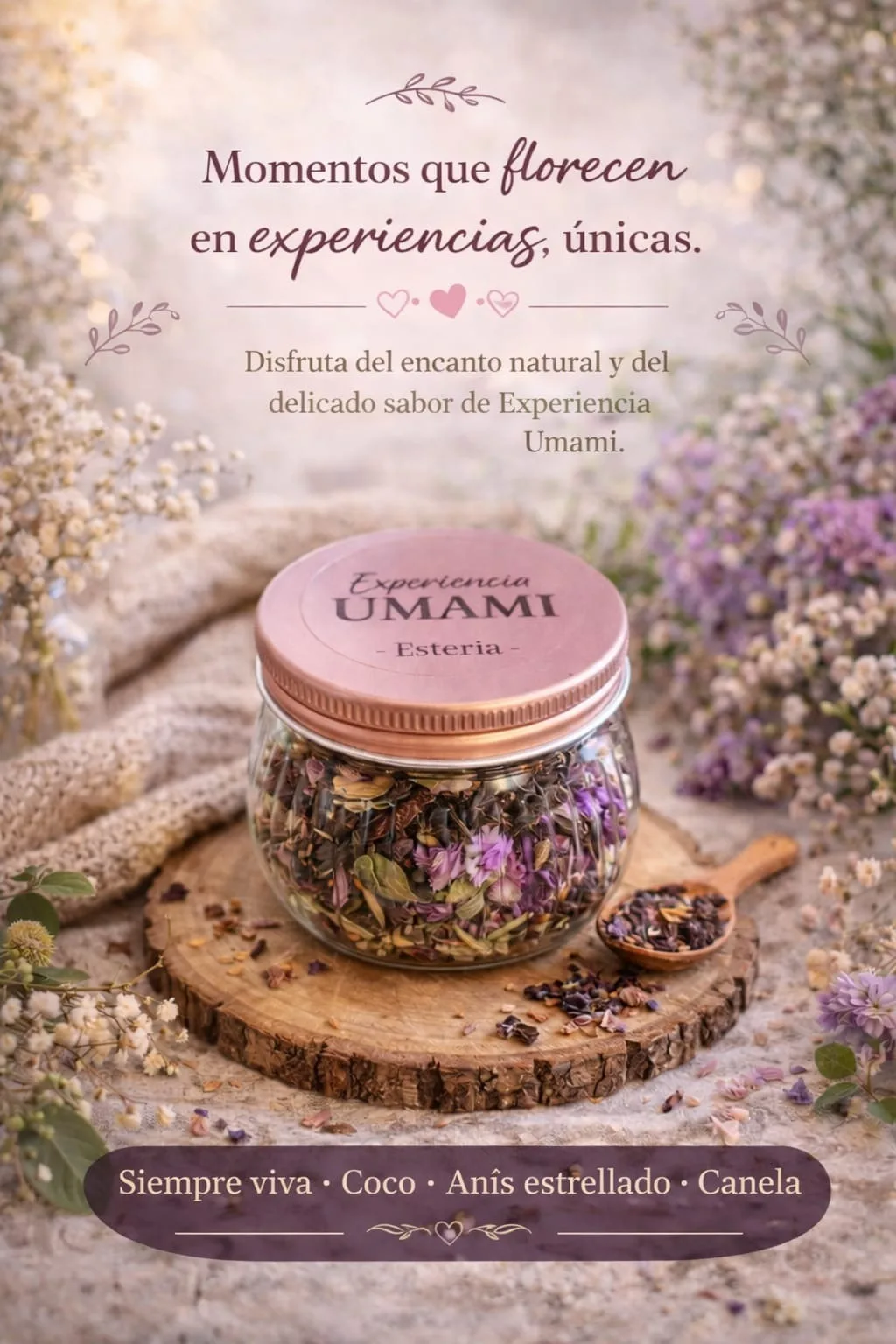 Esteria · Frasco de vidrio · tapa rosa