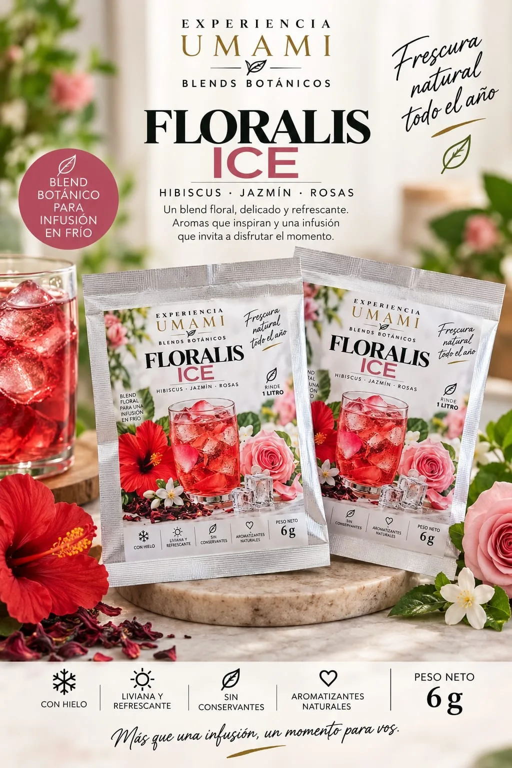 Floralis · Umami Ice · sobre para 1 litro