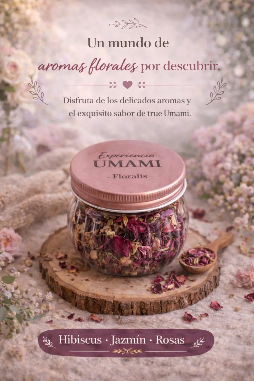 Floralis · Frasco de vidrio · tapa rosa
