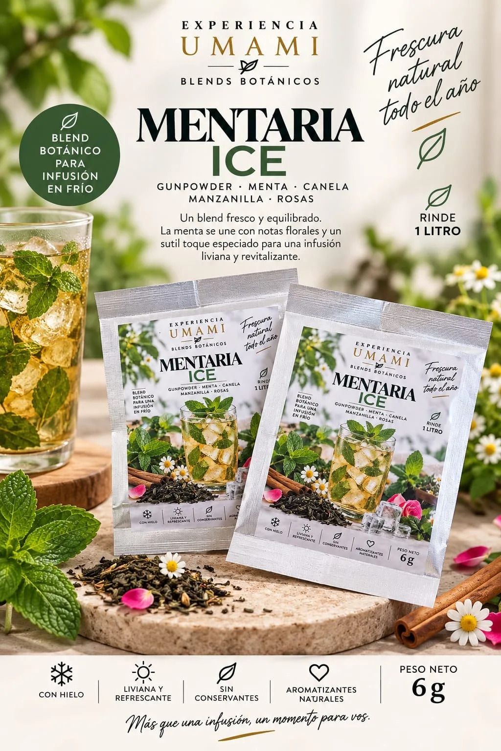 Mentaria · Umami Ice · sobre para 1 litro