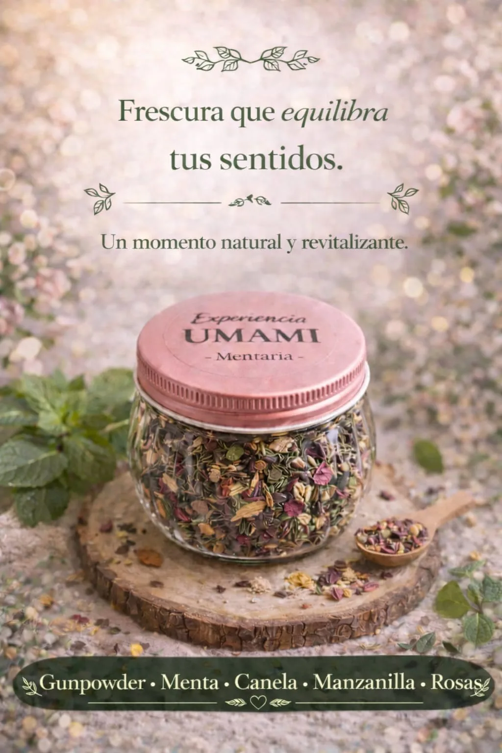 Mentaria · Frasco de vidrio · tapa rosa
