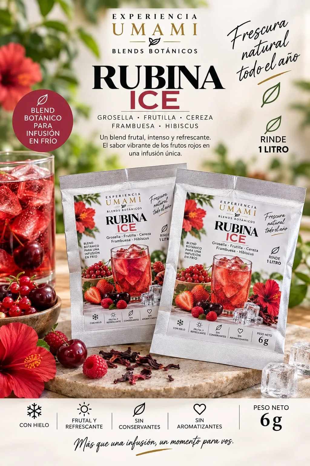 Rubina · Umami Ice · sobre para 1 litro