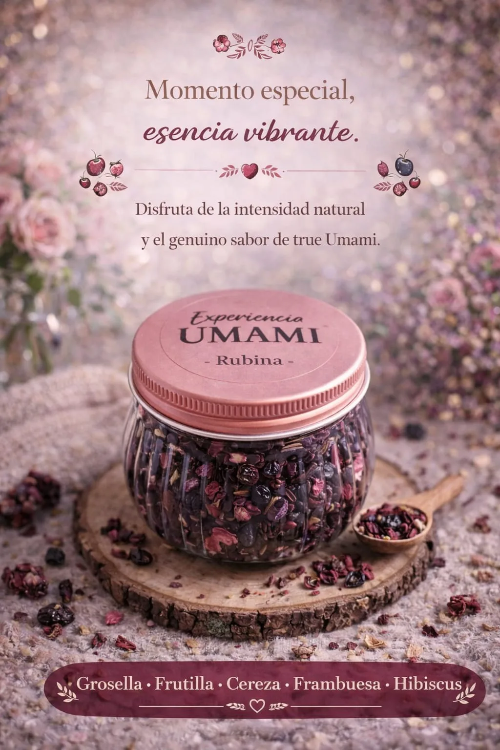 Rubina · Frasco de vidrio · tapa rosa