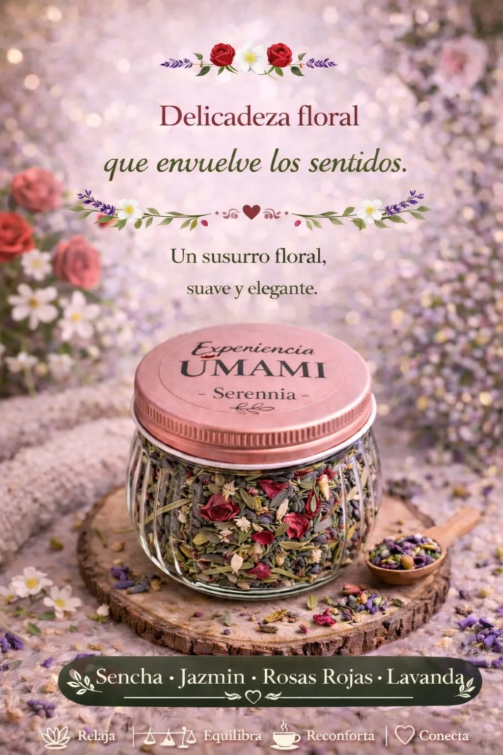 Serennia · Frasco de vidrio · tapa rosa