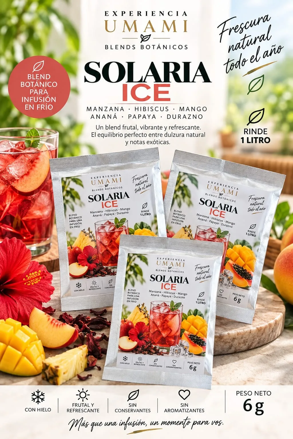 Solaria · Umami Ice · sobre para 1 litro