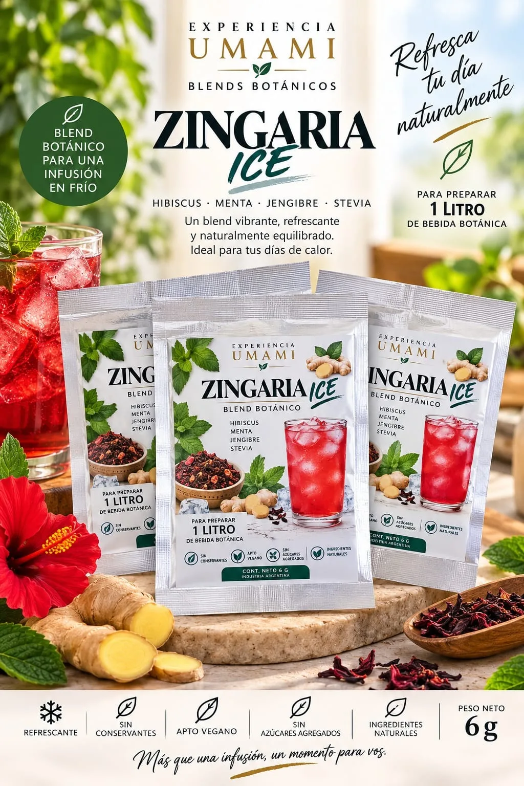 Zingaria · Umami Ice · sobre para 1 litro